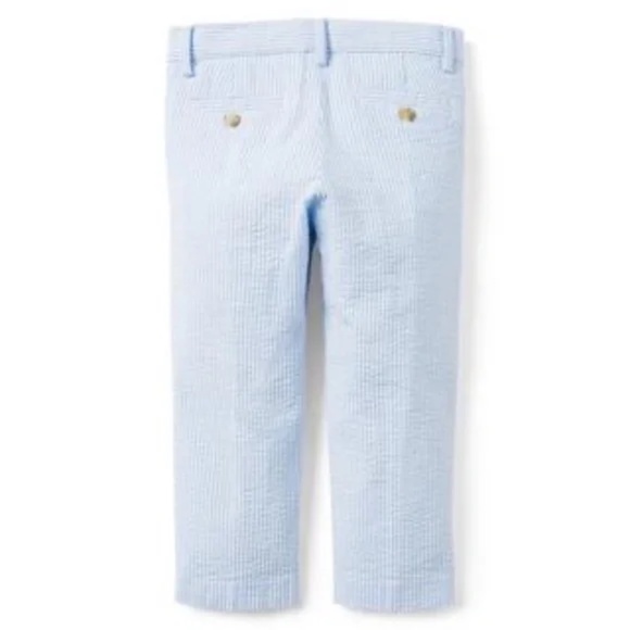 Janie and Jack Sky Blue Stripe Seersucker Pant Sizes: 3-6M 12-18M - Picture 2 of 3